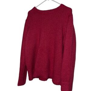 Women's Red Knit Sweater - Classic Crewneck